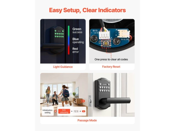 Keyless Entry Electronic Lever Door Lock with Handle and Keypad — Smart Lock, VEVOR