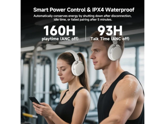 Over-ear hybrid active noise cancelling headphones, White — Wireless Earbuds, Generic Logic, Inc.