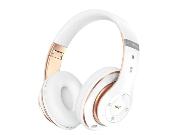 Over-ear Bluetooth headphones, White & Gold — Wireless Earbuds, Generic Logic, Inc.