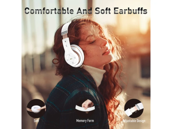 Over-ear Bluetooth headphones, White & Gold — Wireless Earbuds, Generic Logic, Inc.