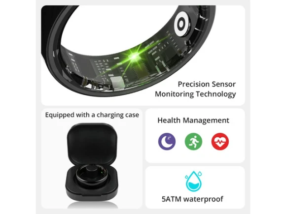 Smart Ring, Black Ceramic, Size 8# — Smart Ring, Generic Logic, Inc.