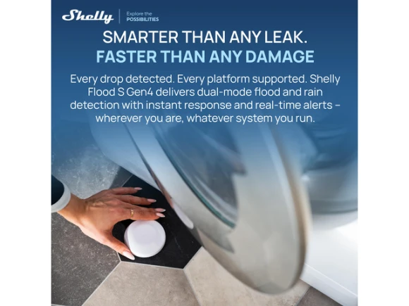 Gen4 Flood S Smart Water Leak Sensor — Water Shut Off Valve, Shelly