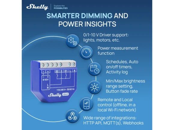 Smart dimmer, 0/1-10V PM Gen4 — Smart Switch, Shelly