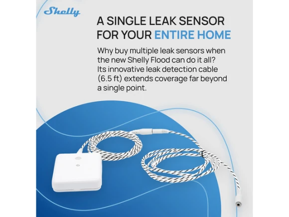 Water Leak Sensor with Additional Cable and Brackets — Water Shut Off Valve, Shelly