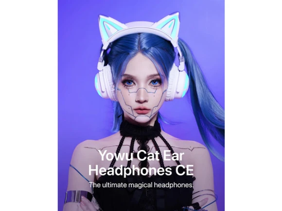 Cat Ear Headphones CE White — Wireless Earbuds, YOWU