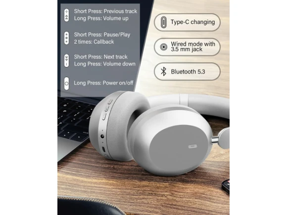 Wireless Bluetooth Headphones, Silver — Wireless Earbuds, Generic Logic, Inc.