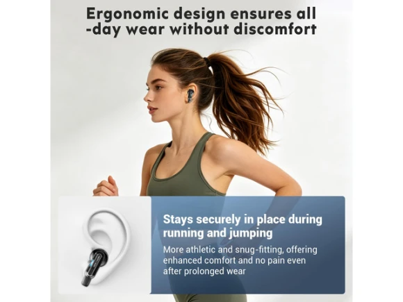 Clip-on Open-Ear Wireless Bluetooth Headphones, Megatron Black — Wireless Earbuds, Generic Logic, Inc.