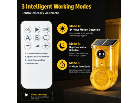 Solar Outdoor Motion Sensor Alarm, Yellow — Motion Sensor, Generic Logic, Inc.
