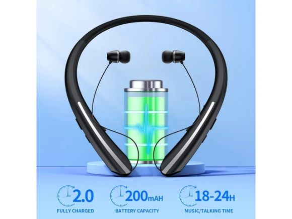 Bluetooth Neckband Headphones with Retractable Earbuds — Wireless Earbuds, Generic Logic, Inc.