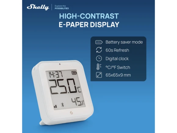 Temperature and Humidity Sensor with E-paper Display — Temperature & Humidity Sensor, Shelly