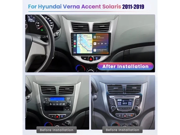 9-Inch Car Stereo Radio for Hyundai Accent, Verna, or Solaris, 2011–2019 — Car Infotainment System, Generic Logic, Inc.
