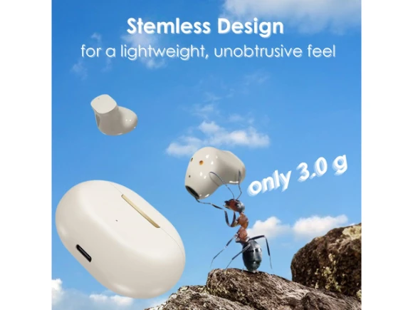 Beige Semi-In-Ear Bluetooth Earbuds — Wireless Earbuds, Generic Logic, Inc.