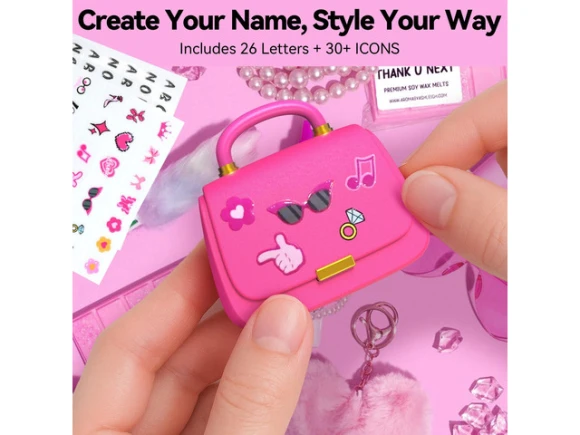 Wireless earbuds, Hot Pink, with mini handbag case and DIY stickers — Wireless Earbuds, Generic Logic, Inc.