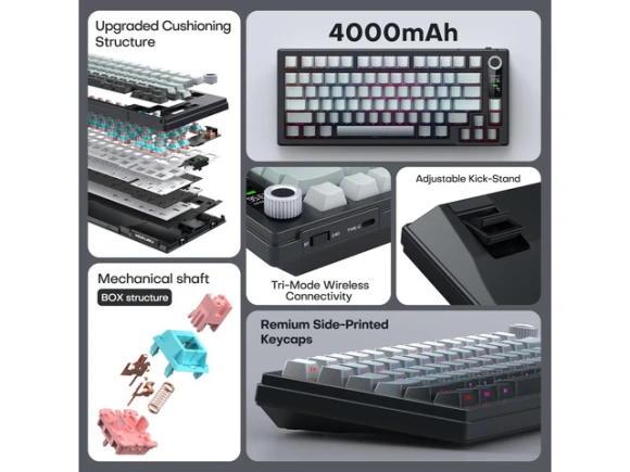 Wireless Mechanical Keyboard, 75% Layout — Bluetooth Keyboard, Generic Logic, Inc.