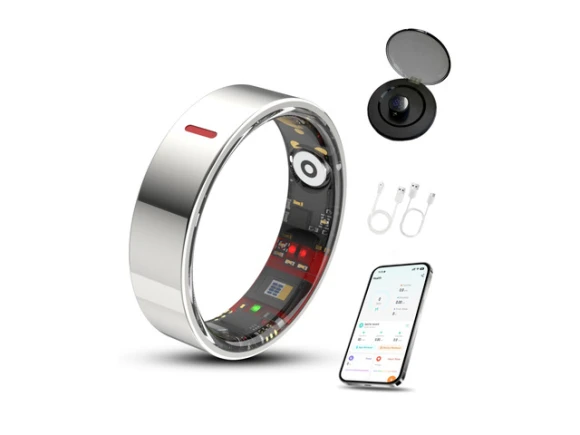 Smart Ring Health Tracker, Silver, Size 10# — Smart Ring, Generic Logic, Inc.