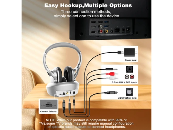 Wireless TV Headphones with RF Transmitter — Wireless Earbuds, Generic Logic, Inc.