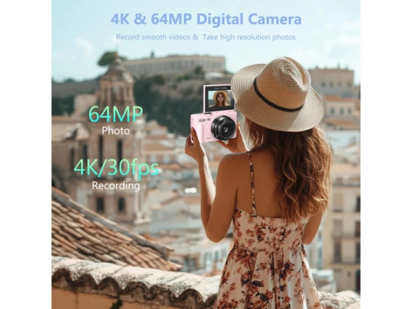 64MP Digital Camera with 18X Zoom and 180° Flip Screen — Digital Cameras & Camcorders, Generic Logic, Inc.
