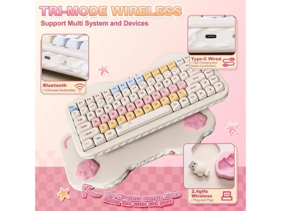 75% Wireless Mechanical Keyboard with Candy Switches — Bluetooth Keyboard, YUNZII