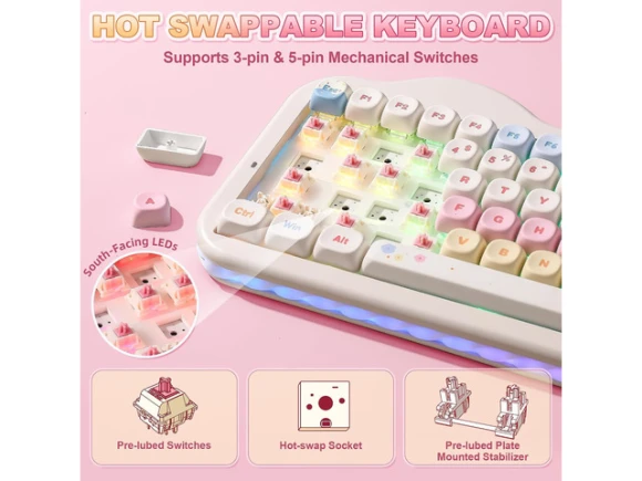 75% Wireless Mechanical Keyboard with Candy Switches — Bluetooth Keyboard, YUNZII