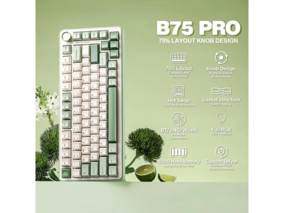 75% Wireless Mechanical Keyboard — Bluetooth Keyboard, YUNZII