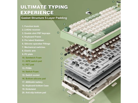 75% Wireless Mechanical Keyboard — Bluetooth Keyboard, YUNZII