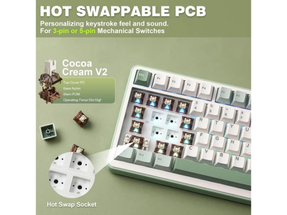 75% Wireless Mechanical Keyboard — Bluetooth Keyboard, YUNZII