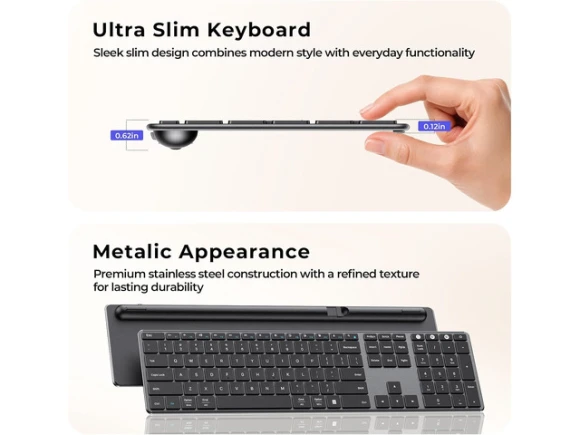 Bluetooth keyboard, Black Gray — Bluetooth Keyboard, SeenDa