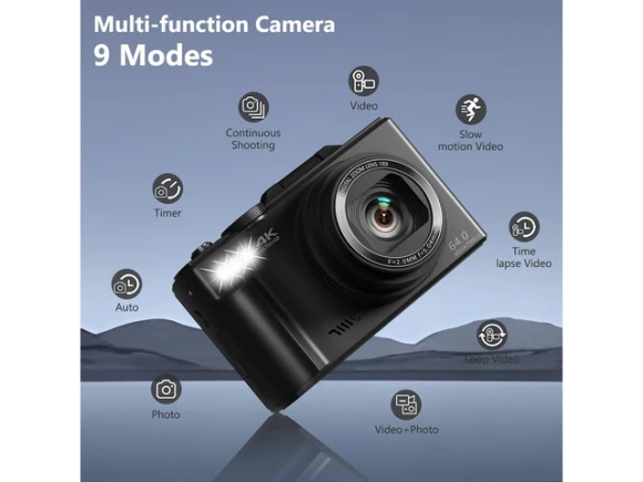 Digital Camera, 4K, 64MP, 180° Flip Screen, 18X Zoom, WiFi Sharing — Digital Cameras & Camcorders, Generic Logic, Inc.