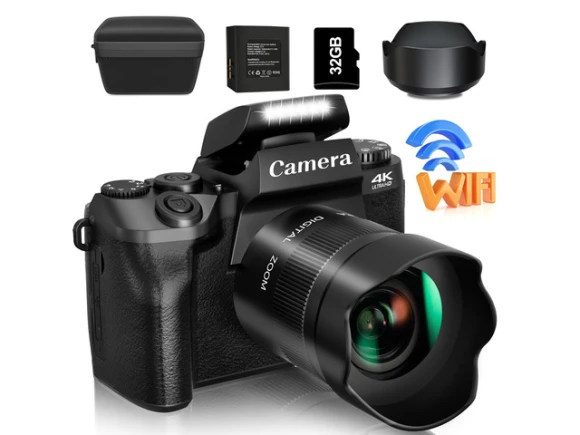 Digital Camera, Black, with 32GB Card and Lens Hood — Digital Cameras & Camcorders, Generic Logic, Inc.