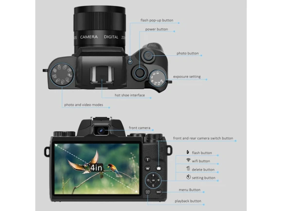 Digital Camera, Black, with 32GB Card and Lens Hood — Digital Cameras & Camcorders, Generic Logic, Inc.