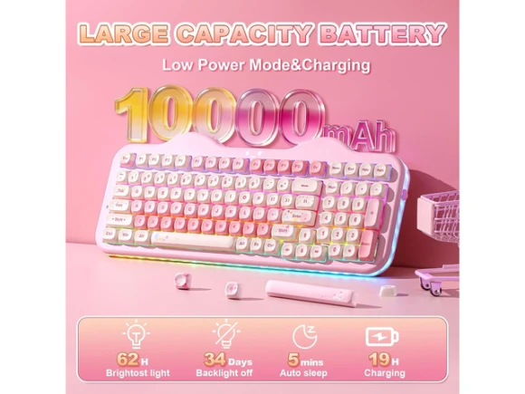 Pink Mechanical Keyboard — Bluetooth Keyboard, YUNZII