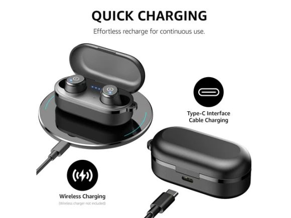 Black Wireless Earbuds — Wireless Earbuds, Mega Brand