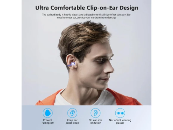 Open-Ear Bone-Conduction Clip-On Headphones — Wireless Earbuds, Generic Logic, Inc.