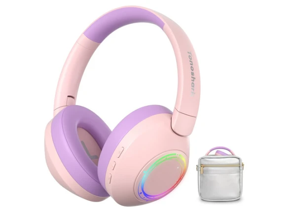 Pink Over-ear Headphones with Portable Case — Wireless Earbuds, Generic Logic, Inc.