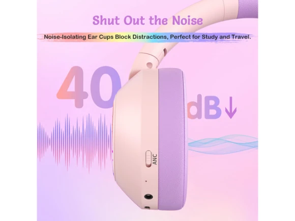 Pink Over-ear Headphones with Portable Case — Wireless Earbuds, Generic Logic, Inc.