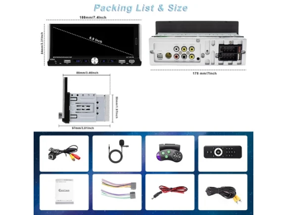 Single-DIN Car Radio with 6.9-Inch IPS Touchscreen — Car Infotainment System, Generic Logic, Inc.