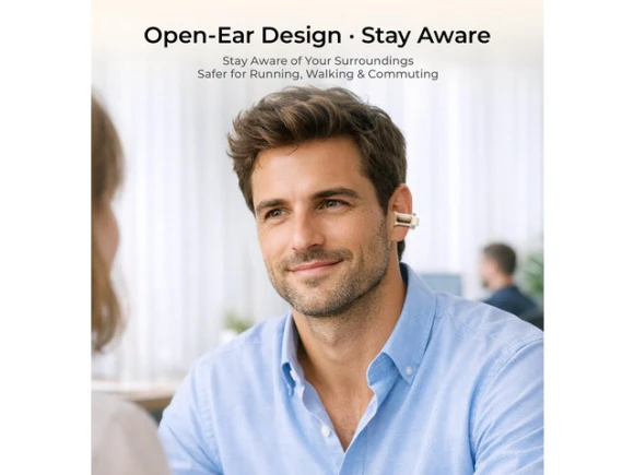 Cream Open-Ear Clip-On Earbuds — Wireless Earbuds, Generic Logic, Inc.