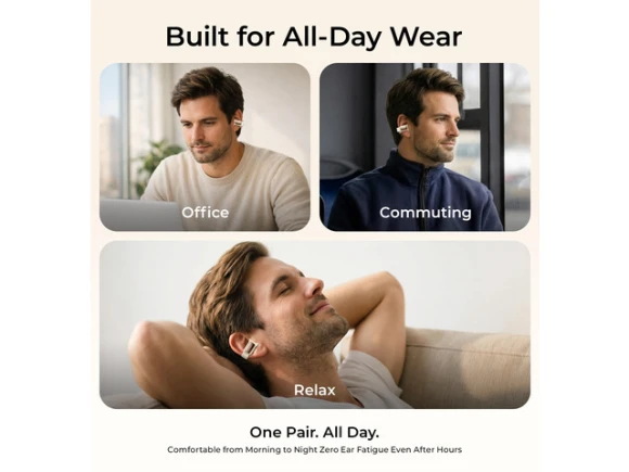 Cream Open-Ear Clip-On Earbuds — Wireless Earbuds, Generic Logic, Inc.