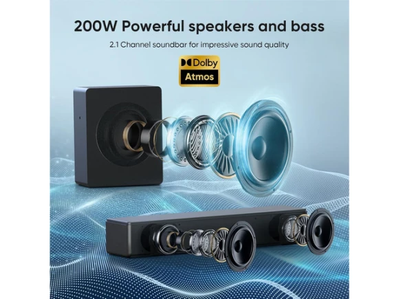 2.1-Channel Soundbar with Dolby Atmos — Sound Bar, Generic Logic, Inc.