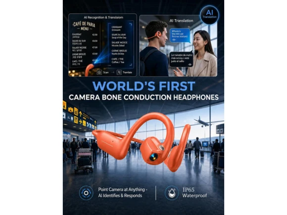 Bone Conduction Headphones with Camera — Wireless Earbuds, Generic Logic, Inc.