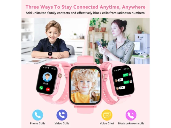 4G Kids Smartwatch Phone, Pink, Includes SIM Card — Kids Smart Watch, Generic Logic, Inc.