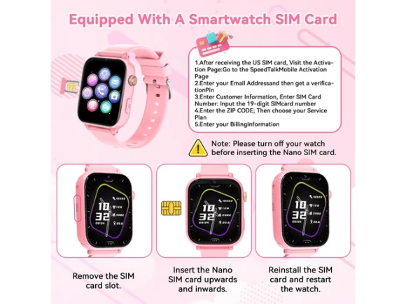 4G Kids Smartwatch Phone, Pink, Includes SIM Card — Kids Smart Watch, Generic Logic, Inc.