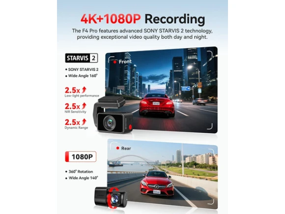 4K Front and Rear Dash Cam — Dash Cam, REDTIGER