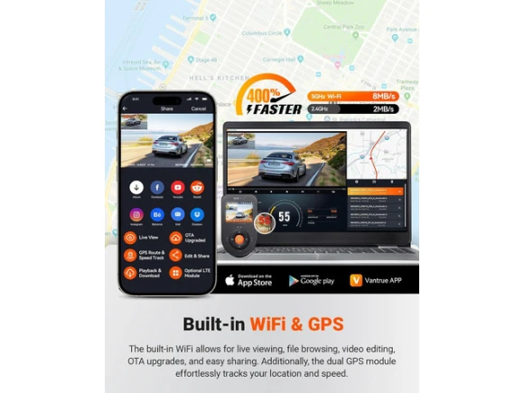 Dual Dash Camera, Front and Rear — Dash Cam, VANTRUE