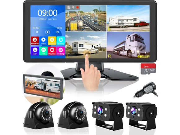 RV Backup Camera System with 10.36-inch Monitor and 4 Cameras — Backup Camera, WESTWAY