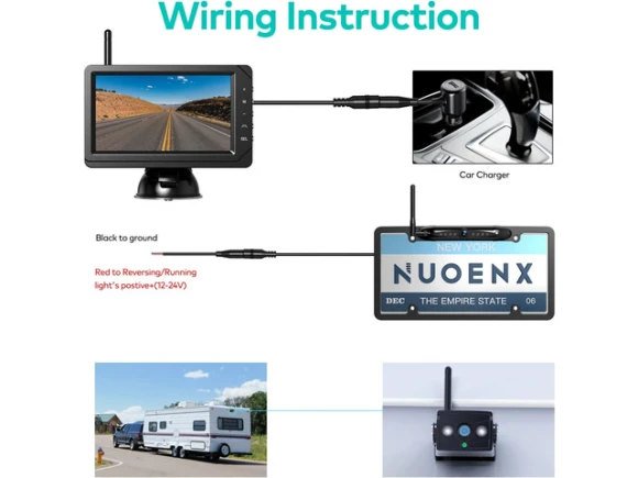 Wireless Backup Camera System with Split-Screen 5-Inch Monitor — Backup Camera, WESTWAY