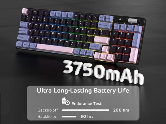 Wireless Mechanical Keyboard, 96 Keys, 90% Layout — Bluetooth Keyboard, RK ROYAL KLUDGE