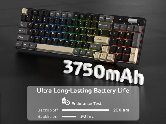 Wireless Mechanical Keyboard with Wrist Rest, 90%, Limited Ed — Bluetooth Keyboard, RK ROYAL KLUDGE