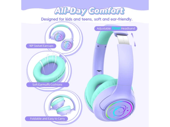 Kids Bluetooth Headphones, Purple — Wireless Earbuds, Generic Logic, Inc.