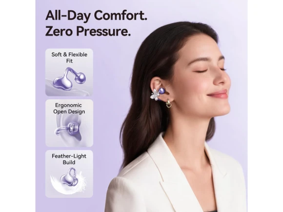 Open-Ear Headphones, Purple, Clip-On — Wireless Earbuds, Generic Logic, Inc.